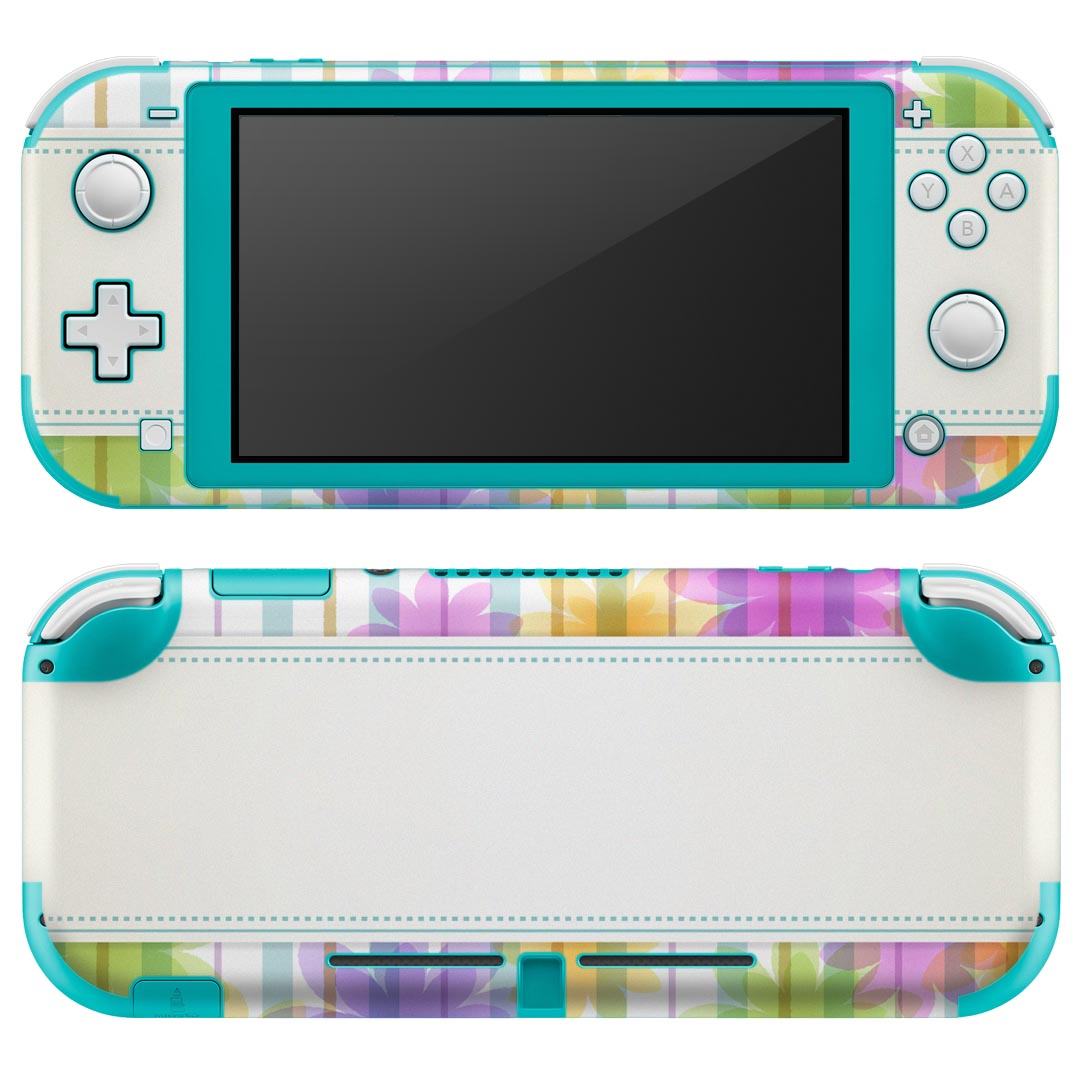 製品名 Nintendo Switch Lite専用 デザインスキンシール セット内容 Nintendo Switch Lite本体用スキンシール（裏表）各1枚 ※液晶側シールは2パーツに分かれていますニンテンドースイッチライト専用です。据え置き機のSwitch本体やJoyコンには対応していません。 商品特徴 3M社製の再剥離性シートを素材に採用し、細かな位置調整がしやすく貼り直しが容易です。また、エアフリーでもありますので気泡が簡単に逃げるので、キレイに貼ることができます。専用の業務プリンターを使い、商品画像と遜色のない美しい印刷仕上がり。 注意事項 画像はサンプルですので、ご覧の環境によっては多少色味に違いを感じる場合がございます。 イメージと違った、モニターと色味が異なるという理由での交換や返金はご対応出来かねます。スキンシールのみの販売で、ニンテンドースイッチ本体などは付属しません。シワができた場合、ドライヤーなどで軽く温め、外側に向けてシワを伸ばすように貼ってください。初回貼付時の位置調整や貼り直しは可能ですが、しっかりと押し付けて接着させた後の再剥離、再利用は保証しておりません。また接着部に油分や汚れが付着しますと角の部分は剥がれやすくなりますので、貼付時はあまり触れないようにご注意ください。無地のセミグロスシートにデザインをプリントした商品で、デコなどの加工はございません。 凹凸や光沢があるように見えたり布地や金属を素材にしたように見える商品もありますが、デザインの図版によるものです。印刷時に微妙な画像のズレが生じる場合がございます。ご注文後に1点1点制作する受注生産品の為、不良品以外のご返品や交換は固くお断りします。 商品発送 完全受注生産のハンドメイド商品となりますので、既製品と比べて発送までお時間を頂いています。 基本的に決済確認後2?3営業日、最大で10営業日での発送となります。繁忙期や休業日明けの場合はさらに時間がかかる場合があります。 その際には別途メールにてご連絡致します。メール便の場合、発送日から到着までに2?4日ほどかかる場合が多く、紛失などの保障もご対応できかねます。あらかじめご了承下さい。