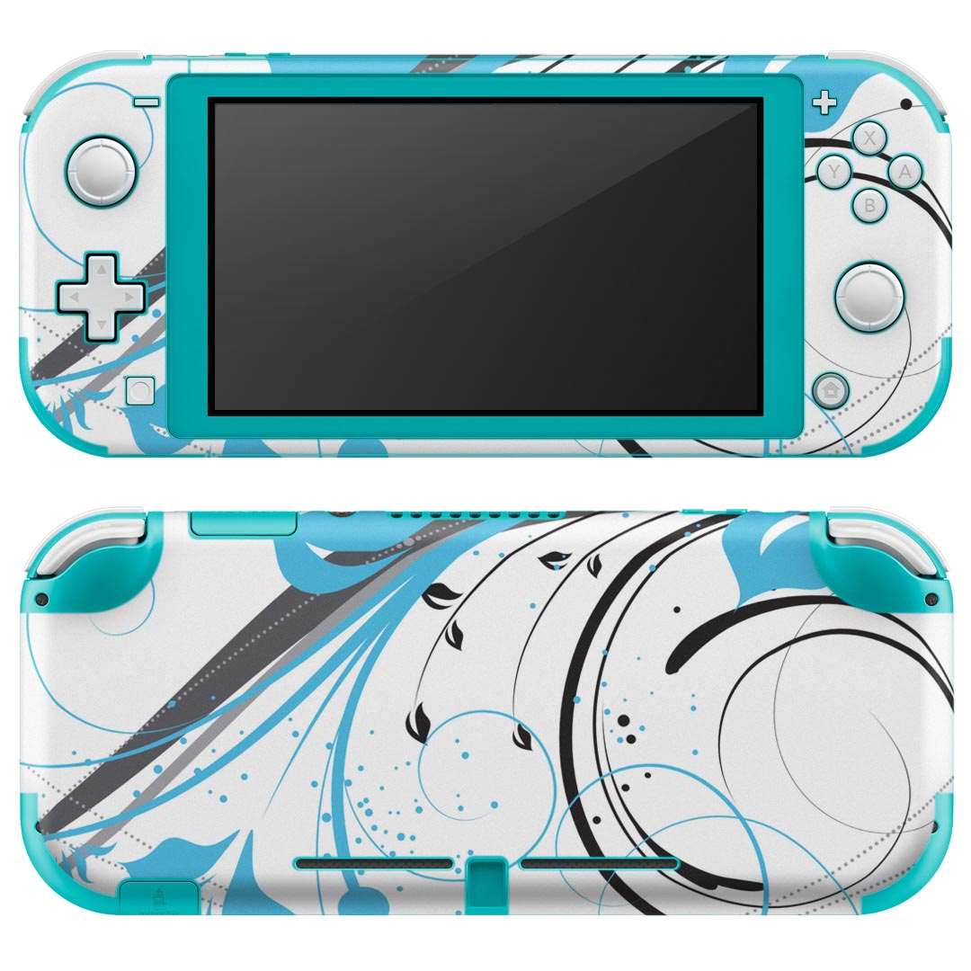 igsticker Nintendo Switch Lite 専用 デザインスキンシール 全面 ニンテンドー スイッチ ライト 専用 ゲーム機 カバー アクセサリー フィルム ステッカー エアフリー 007921 花 水色 イラスト
