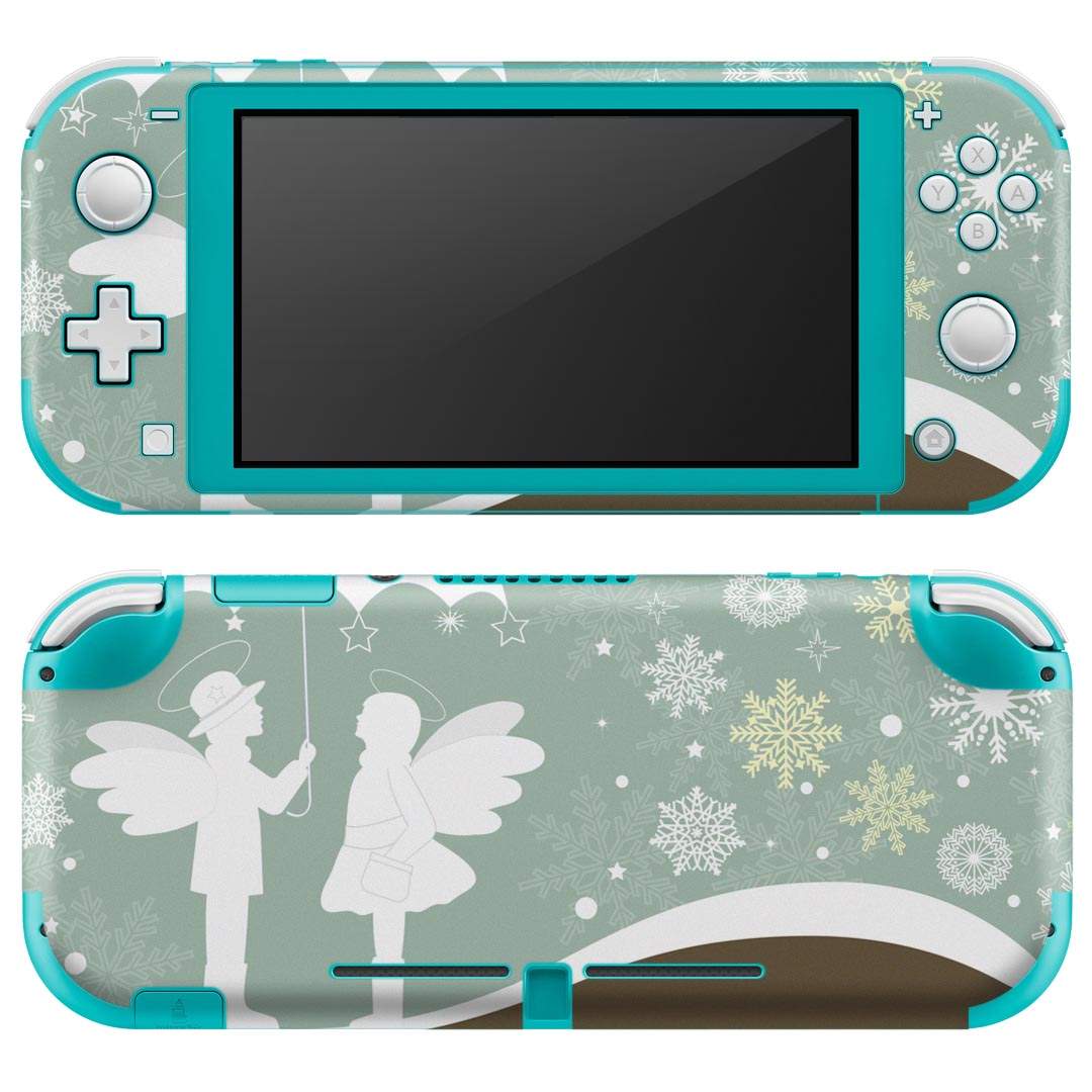 igsticker Nintendo Switch Lite 専用 デザインスキンシール 全面 ニンテンドー スイッチ ライト 専用 ゲーム機 カバー アクセサリー フィルム ステッカー エアフリー 007949 冬　雪　結晶　クリスマス　水色