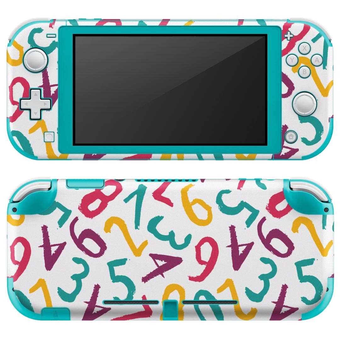 igsticker Nintendo Switch Lite 専用 デザインスキンシール 全面 ニンテンドー スイッチ ライト 専用 ゲーム機 カバー アクセサリー フィルム ステッカー エアフリー 007955 カラフル 数字 文字 模様