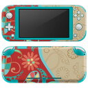 igsticker Nintendo Switch Lite 専用 デザインスキンシール 全面 ニンテンドー スイッチ ライト 専用 ゲーム機 カバー アクセサリー フィルム ステッカー エアフリー 007958 花 水色 赤 レッド 模様(2)