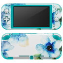 igsticker Nintendo Switch Lite 専用 デザインスキンシール 全面 ニンテンドー スイッチ ライト 専用 ゲーム機 カバー アクセサリー フィルム ステッカー エアフリー 007959 花 青 ブルー 水彩
