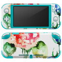 igsticker Nintendo Switch Lite 専用 デザインスキンシール 全面 ニンテンドー スイッチ ライト 専用 ゲーム機 カバー アクセサリー フィルム ステッカー エアフリー 007960 花 青 ブルー 水彩