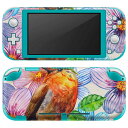 igsticker Nintendo Switch Lite 専用 デザインスキンシール 全面 ニンテンドー スイッチ ライト 専用 ゲーム機 カバー アクセサリー フィルム ステッカー エアフリー 007972 花 水彩 鳥 カラフル(2)