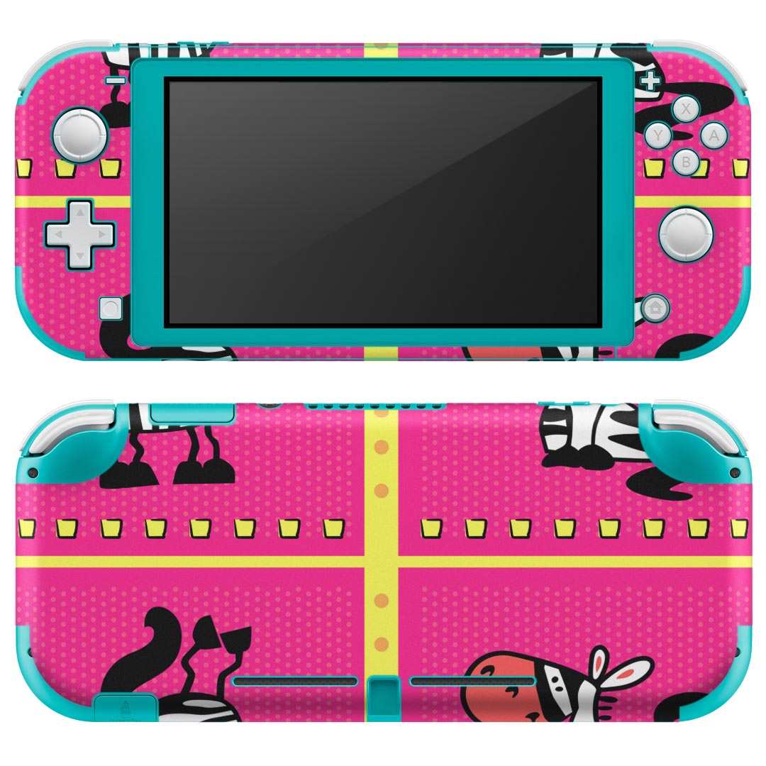 igsticker Nintendo Switch Lite 専用 デザインスキンシール 全面 ニンテンドー スイッチ ライト 専用 ゲーム機 カバー アクセサリー フィルム ステッカー エアフリー 007984 しまうま　ピンク　イラスト