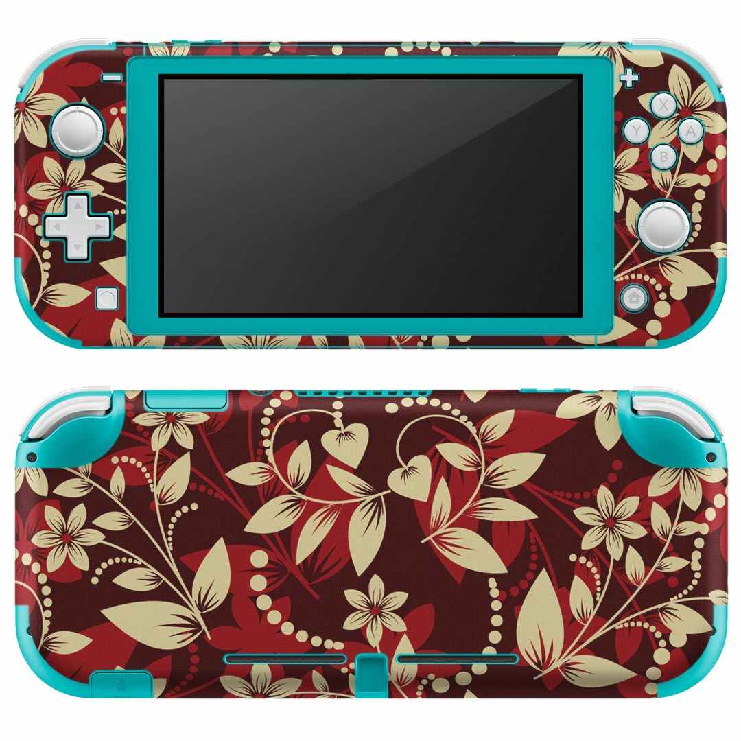 igsticker Nintendo Switch Lite 専用 デザインスキンシール 全面 ニンテンドー スイッチ ライト 専用 ゲーム機 カバー アクセサリー フィルム ステッカー エアフリー 007993 花 赤 レッド 模様