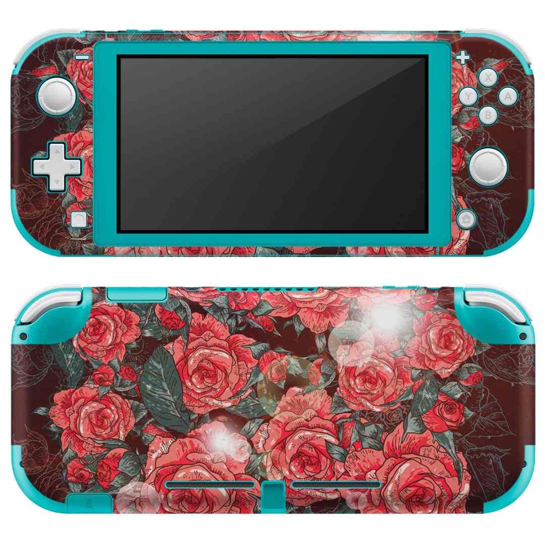 igsticker Nintendo Switch Lite 専用 デザインスキンシール 全面 ニンテンドー スイッチ ライト 専用 ゲーム機 カバー アクセサリー フィルム ステッカー エアフリー 008021 花 赤 レッド イラスト