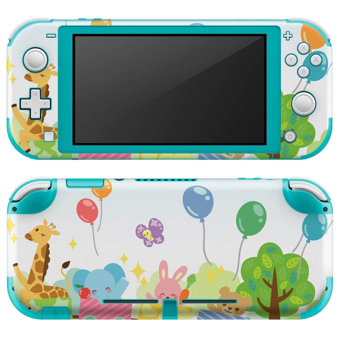igsticker Nintendo Switch Lite 専用 デザインスキンシール 全面 ニンテンドー スイッチ ライト 専用 ゲーム機 カバー アクセサリー フィルム ステッカー エアフリー 008026 動物　イラスト　おもちゃ　カラフル