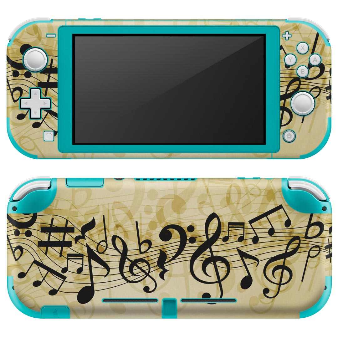 igsticker Nintendo Switch Lite 専用 デザインスキンシール 全面 ニンテンドー スイッチ ライト 専用 ゲーム機 カバー アクセサリー フィルム ステッカー エアフリー 008034 音符　楽譜　レトロ