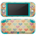 igsticker Nintendo Switch Lite 専用 デザインスキンシール 全面 ニンテンドー スイッチ ライト 専用 ゲーム機 カバー アクセサリー フィルム ステッカー エアフリー 008059 ハート カラフル 模様 レトロ