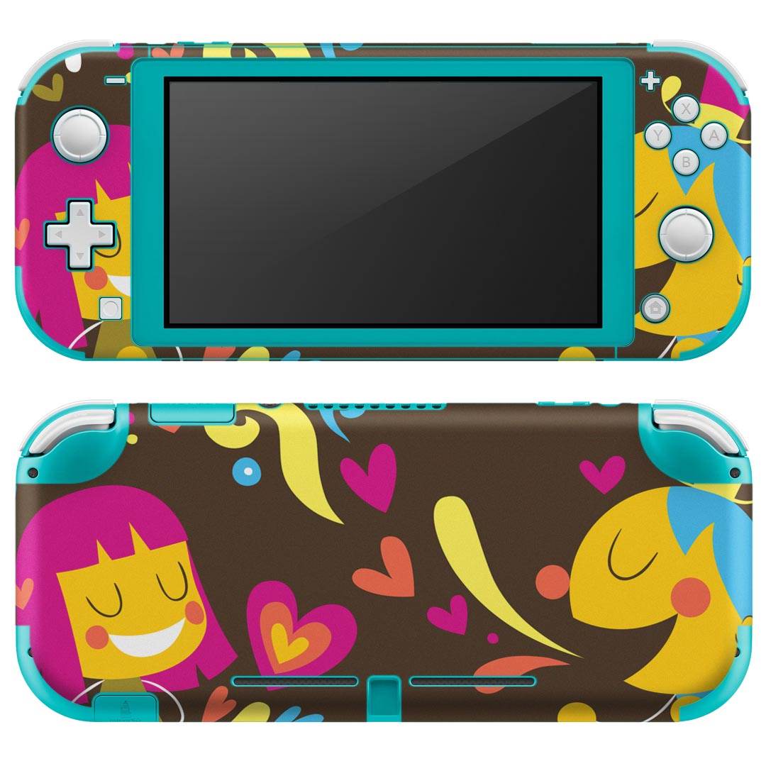 igsticker Nintendo Switch Lite 専用 デザインスキンシール 全面 ニンテンドー スイッチ ライト 専用 ゲーム機 カバー アクセサリー フィルム ステッカー エアフリー 008081 キャラクター　花　　ハート　イラスト