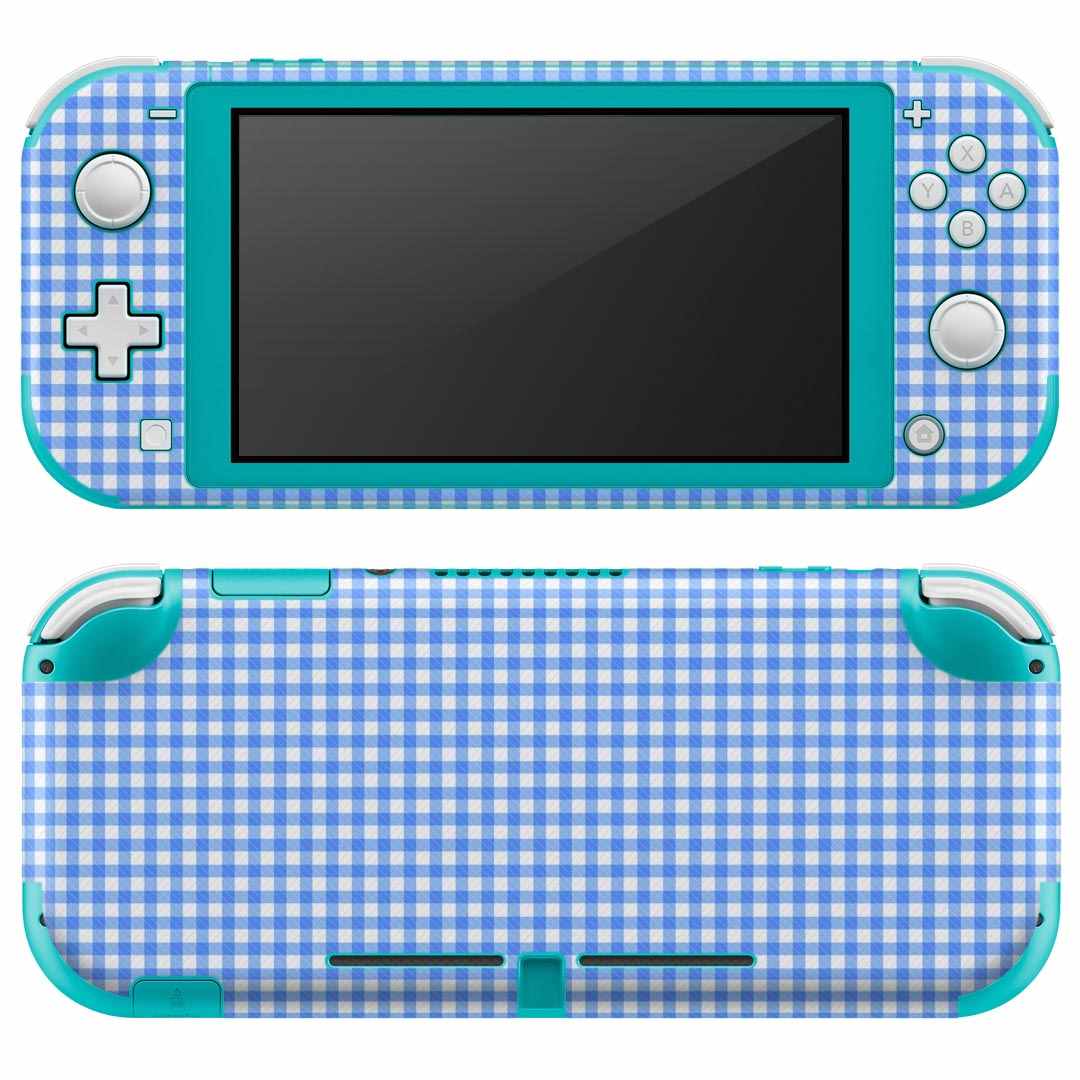 igsticker Nintendo Switch Lite 専用 デザインスキンシール 全面 ニンテンドー スイッチ ライト 専用 ゲーム機 カバー アクセサリー フィルム ステッカー エアフリー 008091 青 ブルー チェック 模様