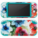 igsticker Nintendo Switch Lite 専用 デザインスキンシール 全面 ニンテンドー スイッチ ライト 専用 ゲーム機 カバー アクセサリー フィルム ステッカー エアフリー 008095 花 水彩 赤 ブルー レッド
