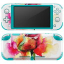 igsticker Nintendo Switch Lite 専用 デザインスキンシール 全面 ニンテンドー スイッチ ライト 専用 ゲーム機 カバー アクセサリー フィルム ステッカー エアフリー 008097 花 水彩 赤 ピンク