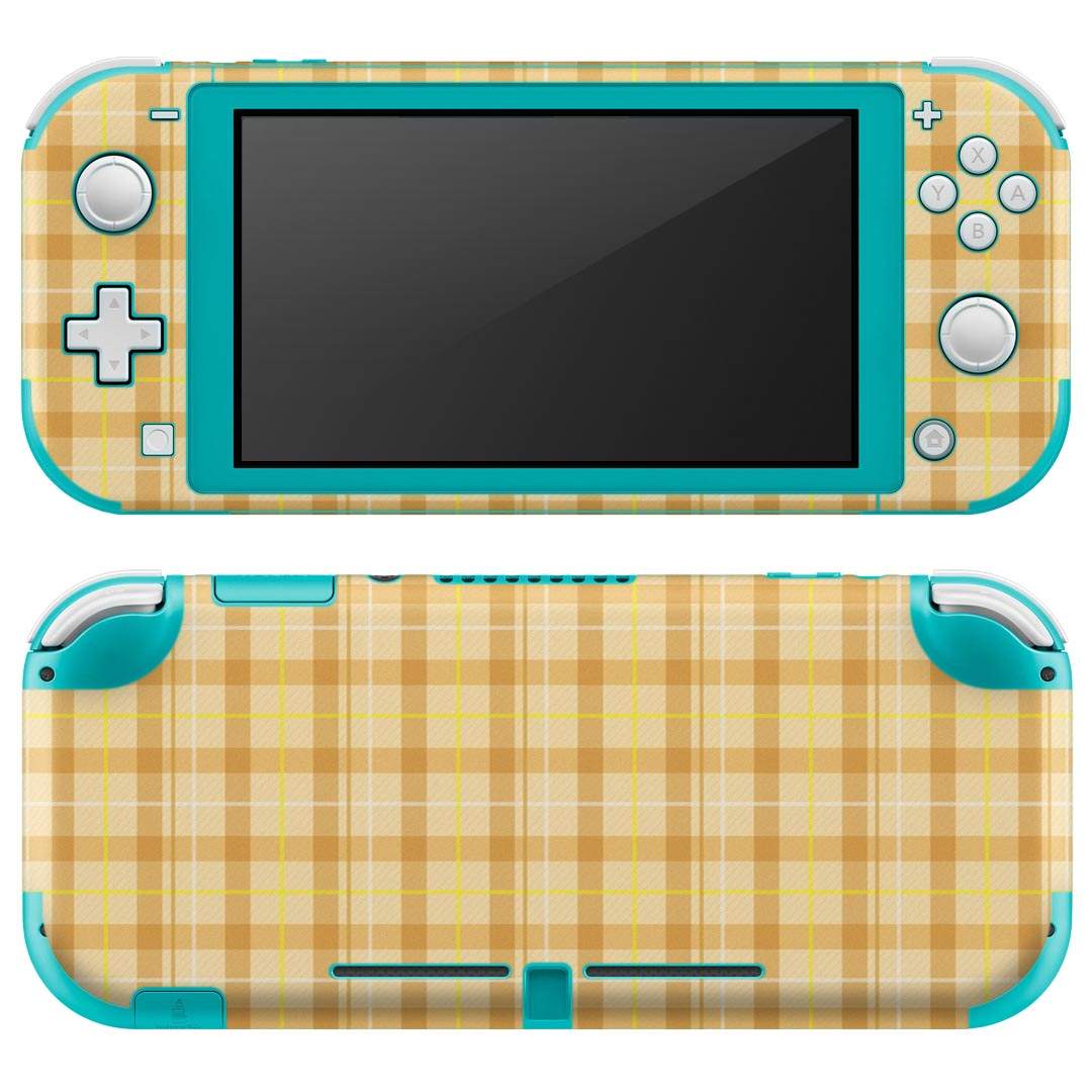 igsticker Nintendo Switch Lite 専用 デザインスキンシール 全面 ニンテンドー スイッチ ライト 専用 ゲーム機 カバー アクセサリー フィルム ステッカー エアフリー 008098 オレンジ イエロー 黄色 チェック 模様