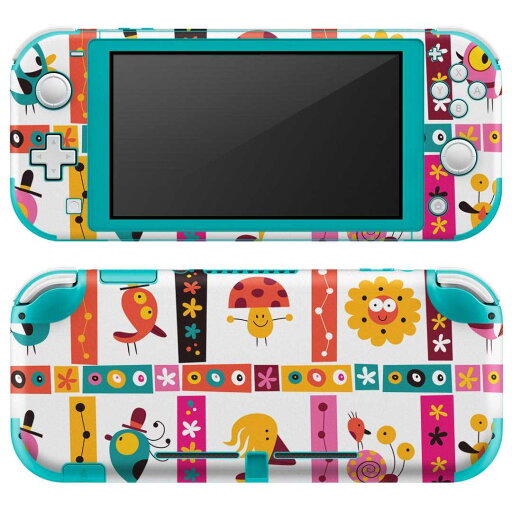 igsticker Nintendo Switch Lite 専用 デザインスキンシール 全面 ニンテンドー スイッチ ライト 専用 ゲーム機 カバー アクセサリー フィルム ステッカー エアフリー 008100 アニマル 花  カラフル 鳥 模様