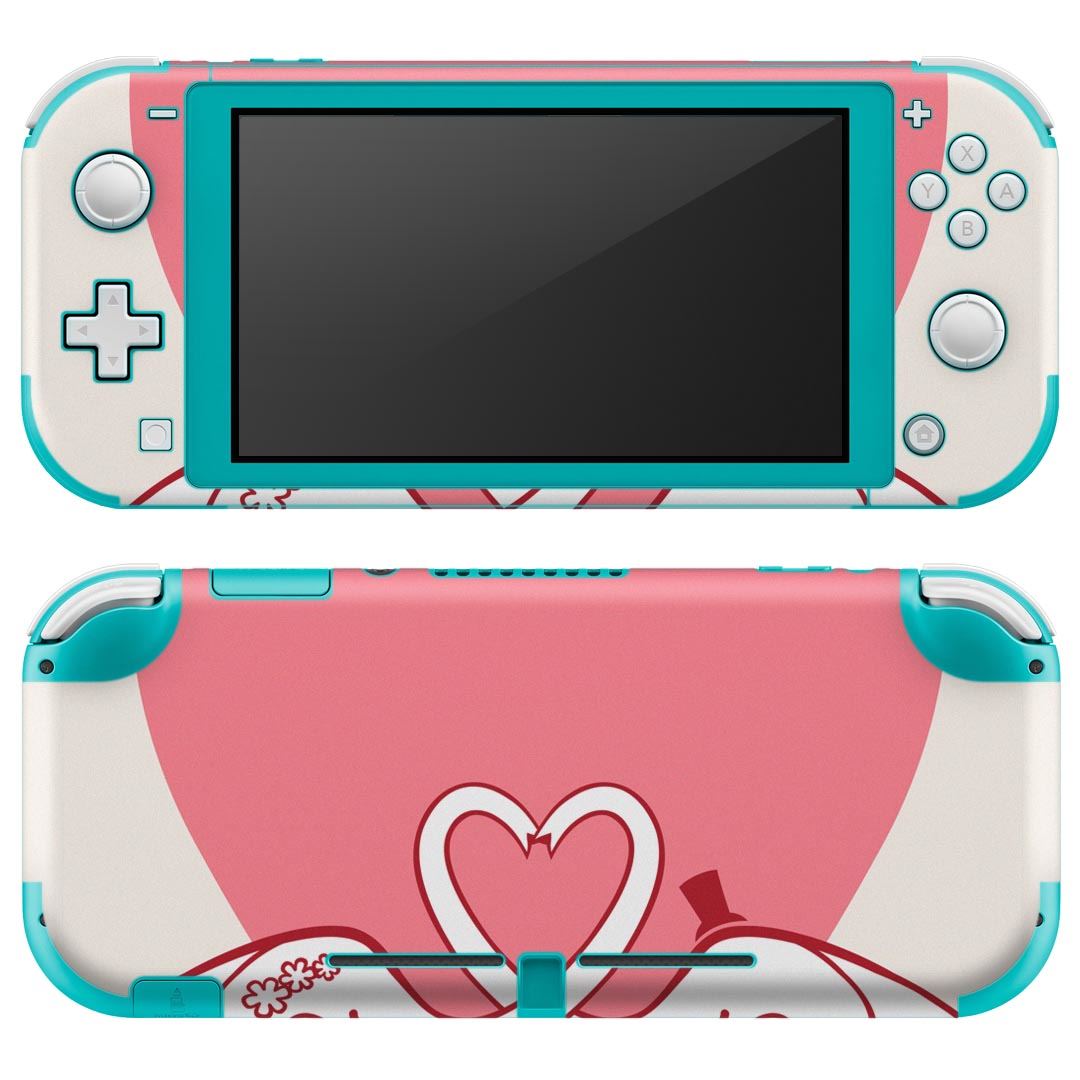 igsticker Nintendo Switch Lite 専用 デザインスキンシール 全面 ニンテンドー スイッチ ライト 専用 ゲーム機 カバー アクセサリー フィルム ステッカー エアフリー 008139 ぞう　象　ハート　ピンク　イラスト