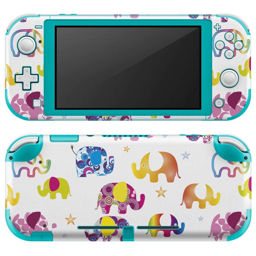 igsticker Nintendo Switch Lite 専用 デザインスキンシール 全面 ニンテンドー スイッチ ライト 専用 ゲーム機 カバー アクセサリー フィルム ステッカー エアフリー 008157 ぞう　象　カラフル　イラスト　模様
