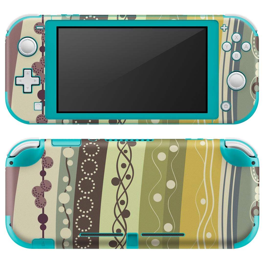 igsticker Nintendo Switch Lite 専用 デザインスキンシール 全面 ニンテンドー スイッチ ライト 専用 ゲーム機 カバー アクセサリー フィルム ステッカー エアフリー 008165 水色 黄色 緑 ライン 模様