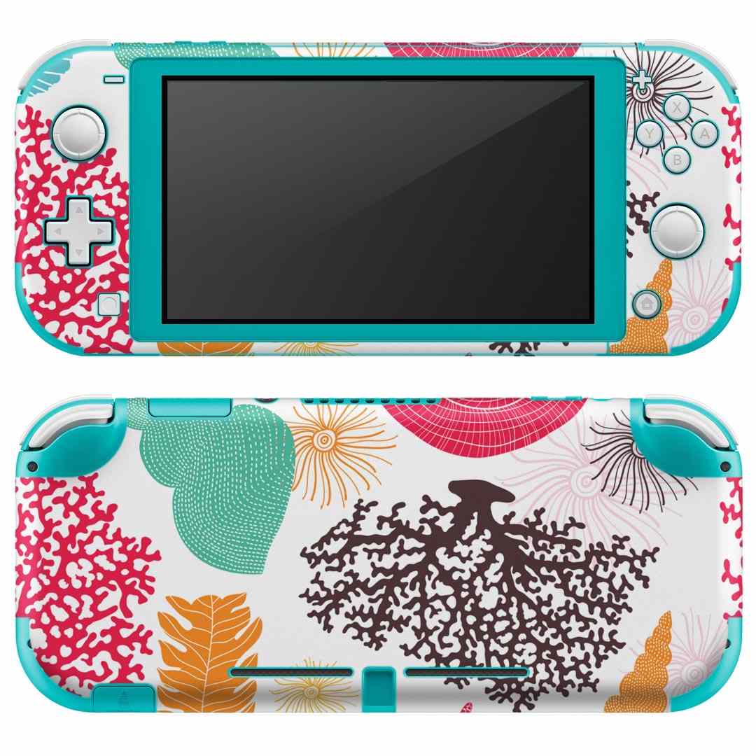 igsticker Nintendo Switch Lite 専用 デザインスキンシール 全面 ニンテンドー スイッチ ライト 専用 ゲーム機 カバー アクセサリー フィルム ステッカー エアフリー 008171 海　カラフル　貝殻　ヒトデ　模様