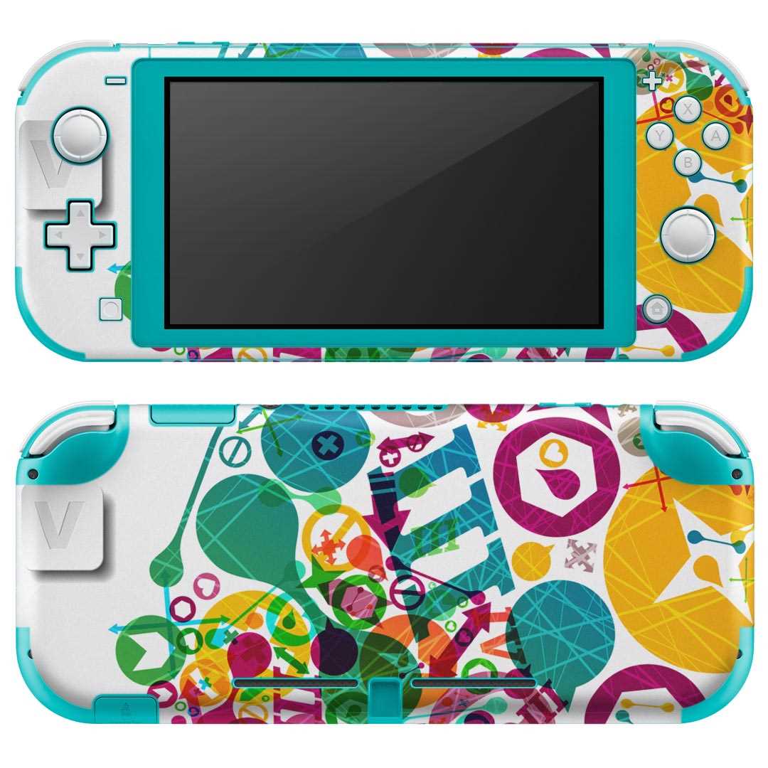 igsticker Nintendo Switch Lite 専用 デザインスキンシール 全面 ニンテンドー スイッチ ライト 専用 ゲーム機 カバー アクセサリー フィルム ステッカー エアフリー 008196 カラフル レインボー ハート