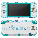 igsticker Nintendo Switch Lite 専用 デザインスキンシール 全面 ニンテンドー スイッチ ライト 専用 ゲーム機 カバー アクセサリー フィルム ステッカー エアフリー 008199 水色 熊 テディベア 花