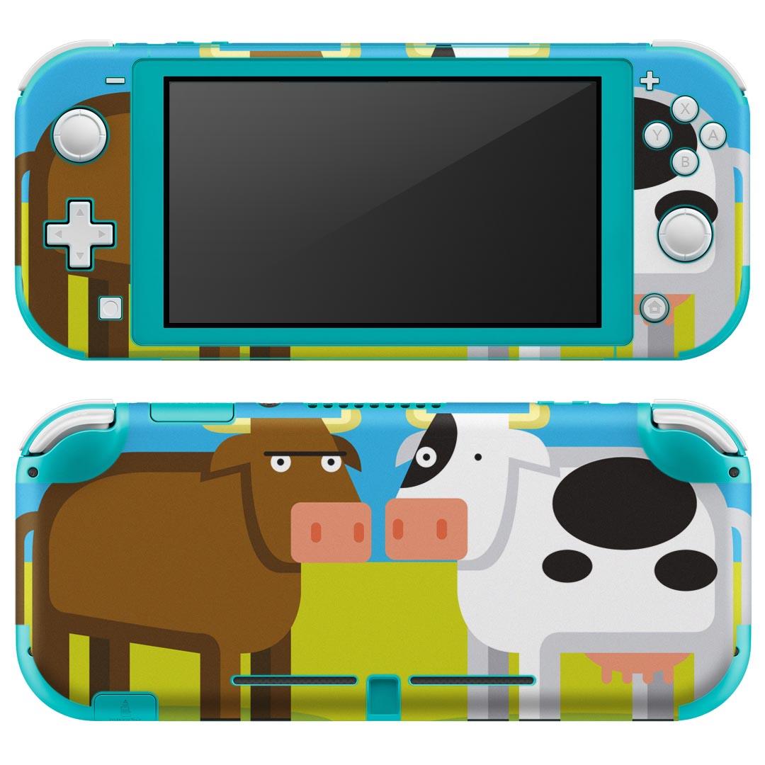 igsticker Nintendo Switch Lite 専用 デザインスキンシール 全面 ニンテンドー スイッチ ライト 専用 ゲーム機 カバー アクセサリー フィルム ステッカー エアフリー 008209 イラスト 動物 牛 うし