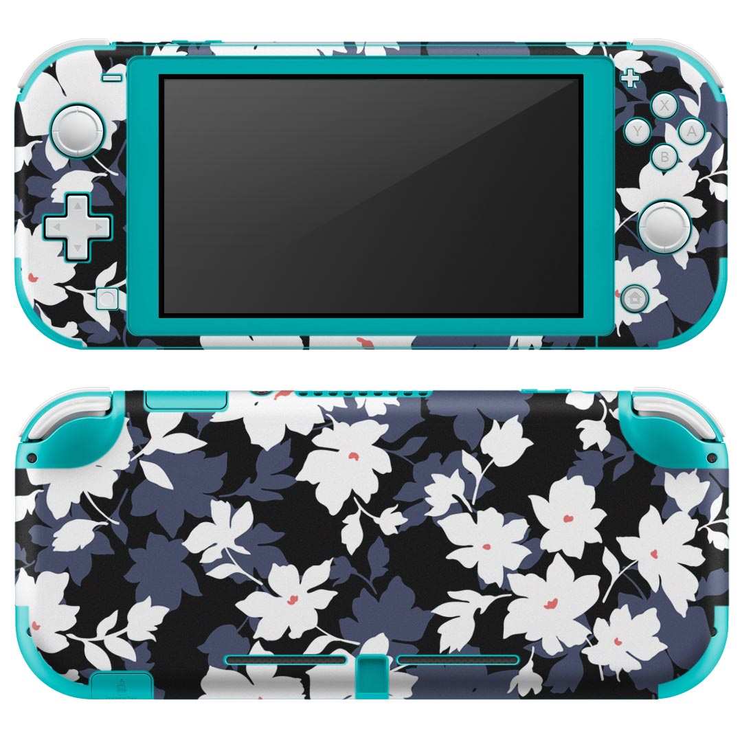 igsticker Nintendo Switch Lite 専用 デザインスキンシール 全面 ニンテンドー スイッチ ライト 専用 ゲーム機 カバー アクセサリー フィルム ステッカー エアフリー 008212 花 白 ホワイト 模様