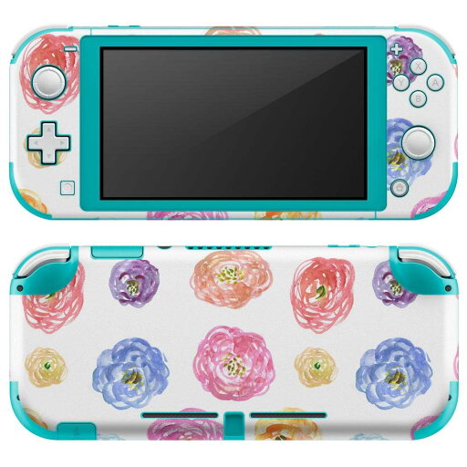 igsticker Nintendo Switch Lite 専用 デザインスキンシール 全面 ニンテンドー スイッチ ライト 専用 ゲーム機 カバー アクセサリー フィルム ステッカー エアフリー 008221 花  カラフル 水彩 模様