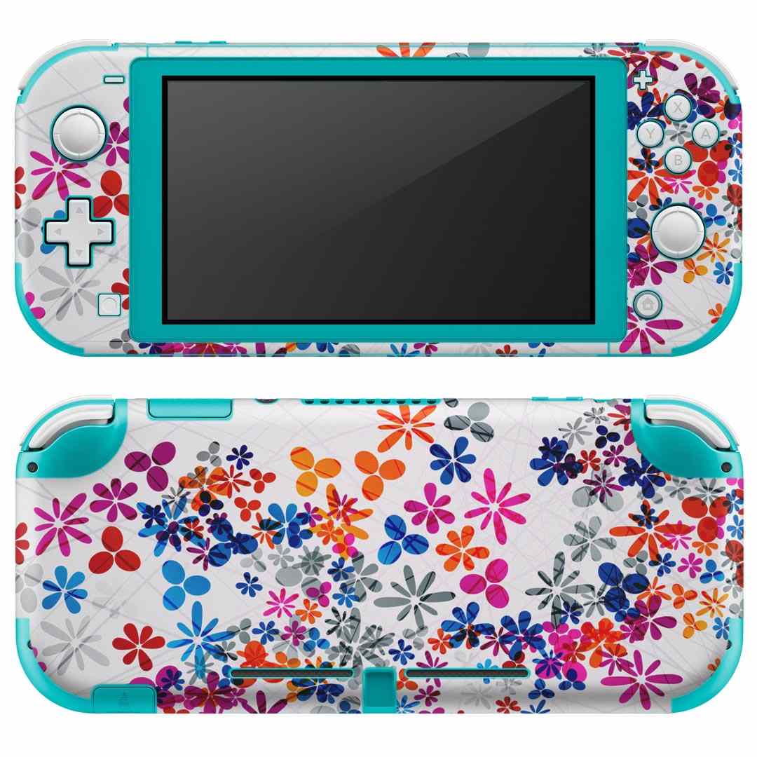 igsticker Nintendo Switch Lite 専用 デザインスキンシール 全面 ニンテンドー スイッチ ライト 専用 ゲーム機 カバー アクセサリー フィルム ステッカー エアフリー 008226 花 カラフル レインボー
