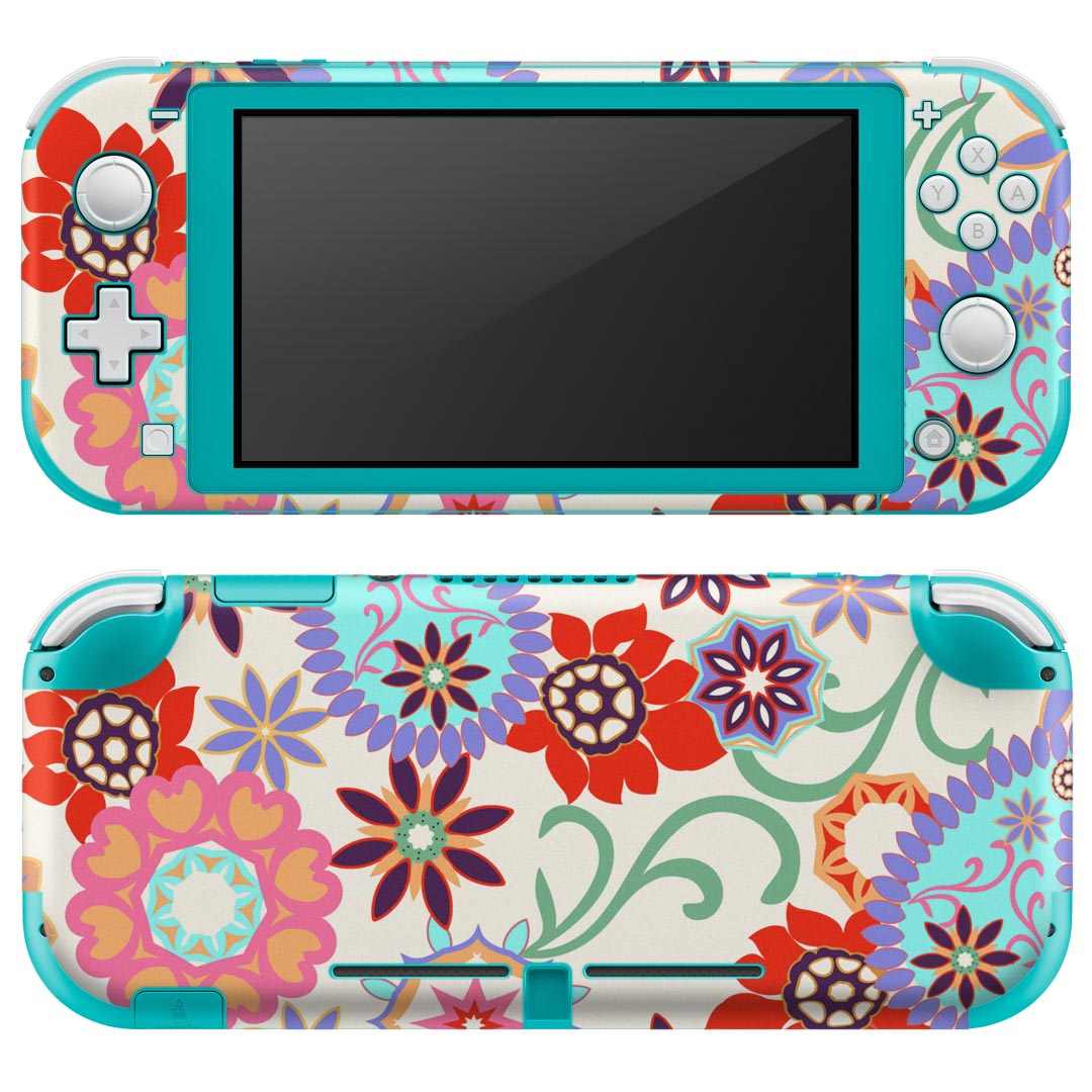 製品名 Nintendo Switch Lite専用 デザインスキンシール セット内容 Nintendo Switch Lite本体用スキンシール（裏表）各1枚 ※液晶側シールは2パーツに分かれていますニンテンドースイッチライト専用です。据え置き機のSwitch本体やJoyコンには対応していません。 商品特徴 3M社製の再剥離性シートを素材に採用し、細かな位置調整がしやすく貼り直しが容易です。また、エアフリーでもありますので気泡が簡単に逃げるので、キレイに貼ることができます。専用の業務プリンターを使い、商品画像と遜色のない美しい印刷仕上がり。 注意事項 画像はサンプルですので、ご覧の環境によっては多少色味に違いを感じる場合がございます。 イメージと違った、モニターと色味が異なるという理由での交換や返金はご対応出来かねます。スキンシールのみの販売で、ニンテンドースイッチ本体などは付属しません。シワができた場合、ドライヤーなどで軽く温め、外側に向けてシワを伸ばすように貼ってください。初回貼付時の位置調整や貼り直しは可能ですが、しっかりと押し付けて接着させた後の再剥離、再利用は保証しておりません。また接着部に油分や汚れが付着しますと角の部分は剥がれやすくなりますので、貼付時はあまり触れないようにご注意ください。無地のセミグロスシートにデザインをプリントした商品で、デコなどの加工はございません。 凹凸や光沢があるように見えたり布地や金属を素材にしたように見える商品もありますが、デザインの図版によるものです。印刷時に微妙な画像のズレが生じる場合がございます。ご注文後に1点1点制作する受注生産品の為、不良品以外のご返品や交換は固くお断りします。 商品発送 完全受注生産のハンドメイド商品となりますので、既製品と比べて発送までお時間を頂いています。 基本的に決済確認後2?3営業日、最大で10営業日での発送となります。繁忙期や休業日明けの場合はさらに時間がかかる場合があります。 その際には別途メールにてご連絡致します。メール便の場合、発送日から到着までに2?4日ほどかかる場合が多く、紛失などの保障もご対応できかねます。あらかじめご了承下さい。