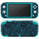 igsticker Nintendo Switch Lite 専用 デザインスキンシール 全面 ニンテンドー スイッチ ライト 専用 ゲーム機 カバー アクセサリー フィルム ステッカー エアフリー 008239 青　ブルー　ブラック　黒　植物　模様