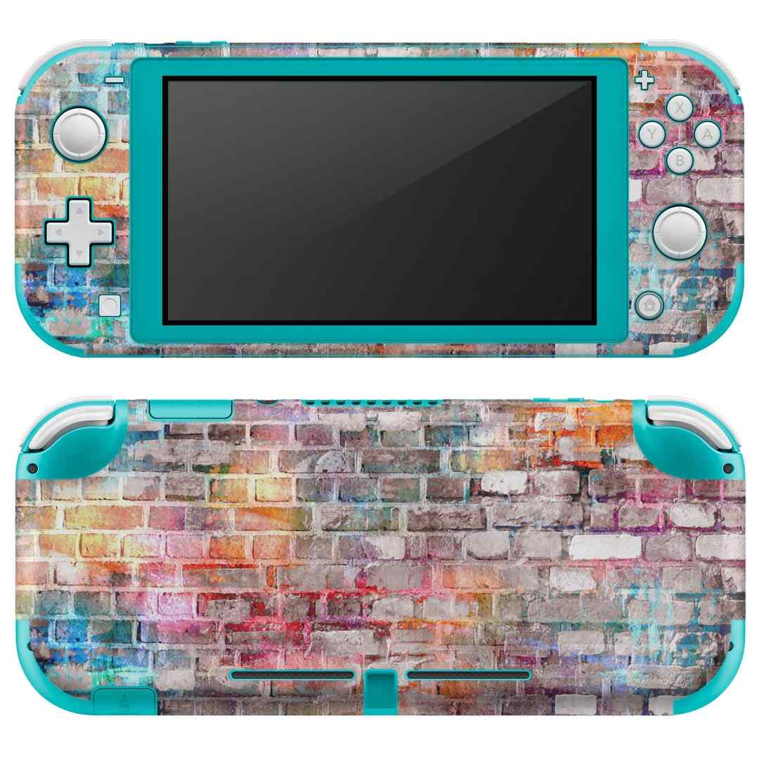 igsticker Nintendo Switch Lite 専用 デザインスキンシール 全面 ニンテンドー スイッチ ライト 専用 ゲーム機 カバー アクセサリー フィルム ステッカー エアフリー 008252 カラフル レインボー レンガ
