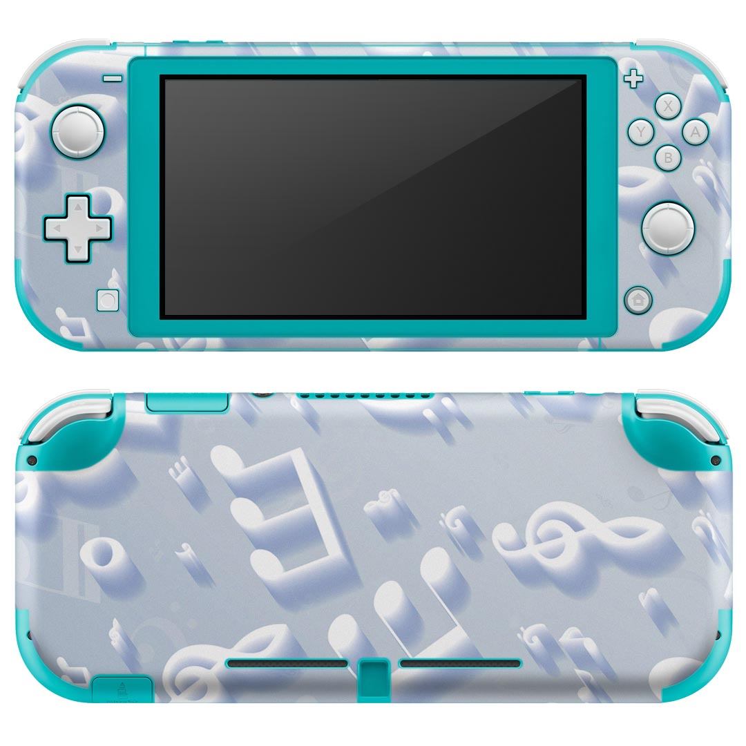 igsticker Nintendo Switch Lite 専用 デザインスキンシール 全面 ニンテンドー スイッチ ライト 専用 ゲーム機 カバー アクセサリー フィルム ステッカー エアフリー 008288 音符 楽譜 ブルー 青