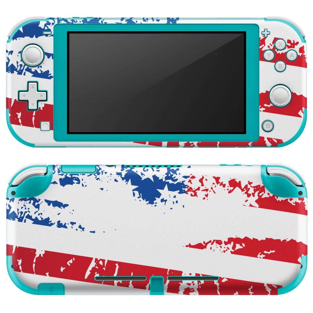 igsticker Nintendo Switch Lite 専用 デザインスキンシール 全面 ニンテンドー スイッチ ライト 専用 ゲーム機 カバー アクセサリー フィルム ステッカー エアフリー 008330 唇　くちびる　イラスト　アメリカ　国旗