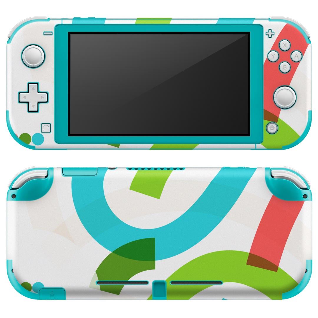 igsticker Nintendo Switch Lite 専用 デザインスキンシール 全面 ニンテンドー スイッチ ライト 専用 ゲーム機 カバー アクセサリー フィルム ステッカー エアフリー 008335 水色　グリーン　レッド　模様