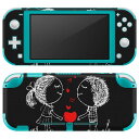 igsticker Nintendo Switch Lite 専用 デザインスキンシール 全面 ニンテンドー スイッチ ライト 専用 ゲーム機 カバー アクセサリー フィルム ステッカー エアフリー 008350 人物 ハート 白黒