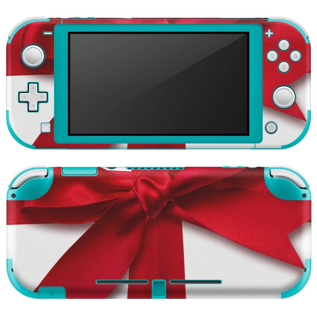 igsticker Nintendo Switch Lite 専用 デザインスキンシール 全面 ニンテンドー スイッチ ライト 専用 ゲーム機 カバー アクセサリー フィルム ステッカー エアフリー 008362 赤 レッド リボン
