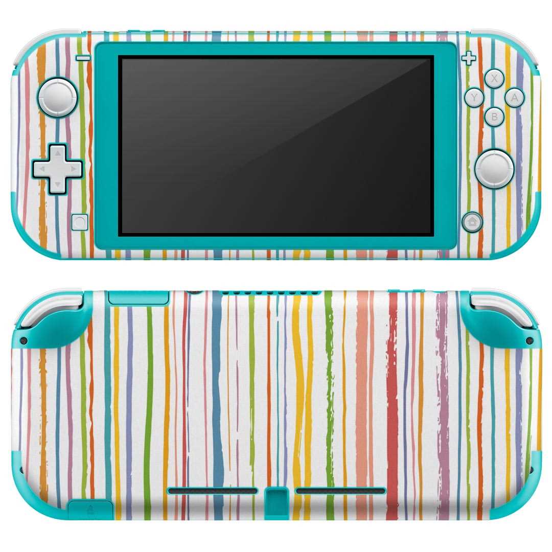 igsticker Nintendo Switch Lite 専用 デザインスキンシール 全面 ニンテンドー スイッチ ライト 専用 ゲーム機 カバー アクセサリー フィルム ステッカー エアフリー 008390 ストライプ　カラフル　模様
