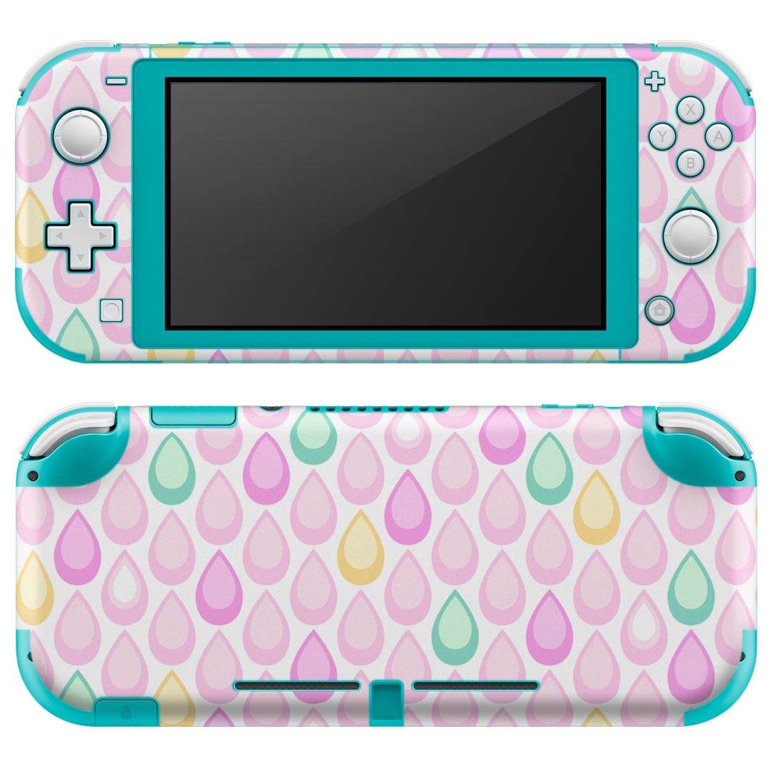 igsticker Nintendo Switch Lite 専用 デザインスキンシール 全面 ニンテンドー スイッチ ライト 専用 ゲーム機 カバー アクセサリー フィルム ステッカー エアフリー 008393 雫　しずく　パステル　模様　カラフル