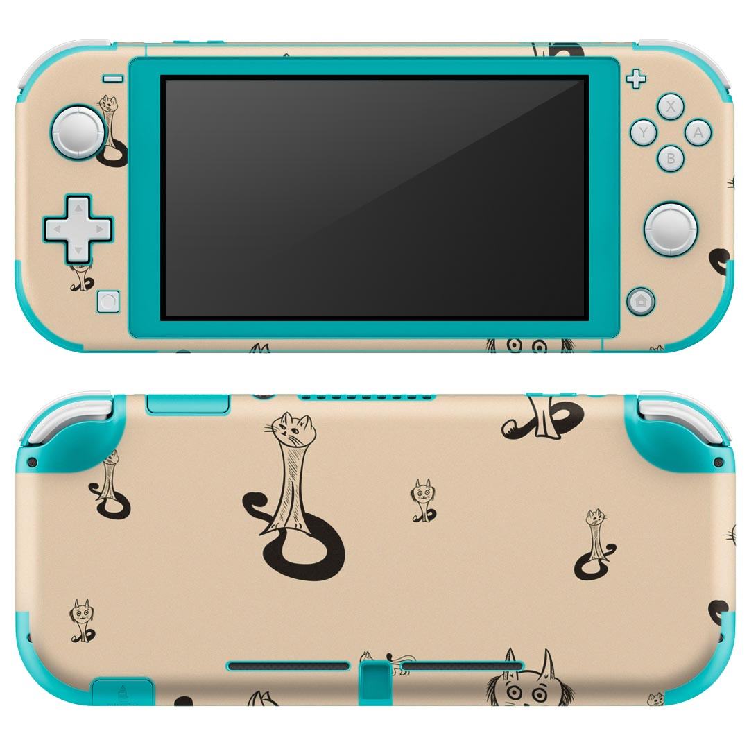 igsticker Nintendo Switch Lite 専用 デザインスキンシール 全面 ニンテンドー スイッチ ライト 専用 ゲーム機 カバー アクセサリー フィルム ステッカー エアフリー 008404 ネコ　猫　トランペット　イラスト