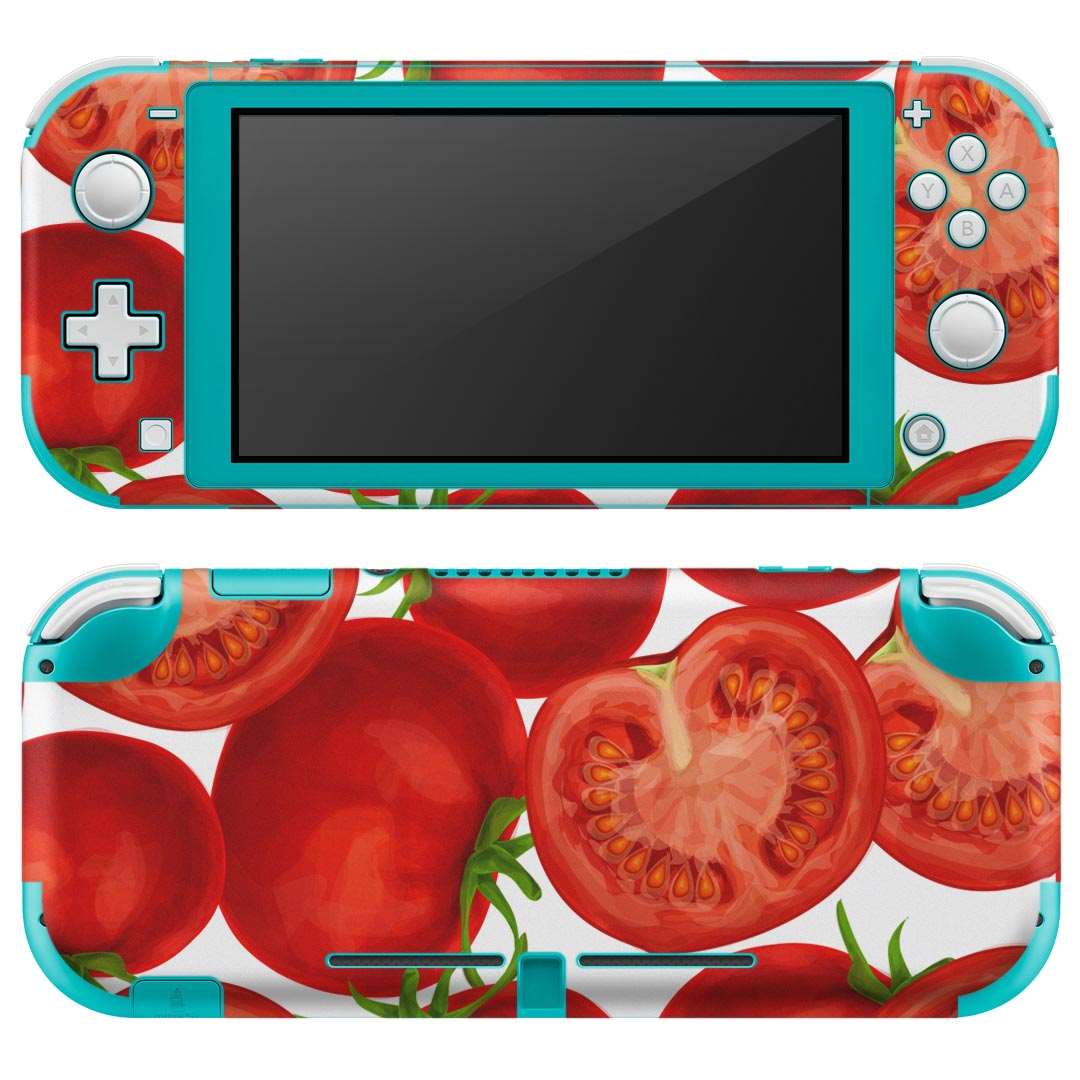 igsticker Nintendo Switch Lite 専用 デザインスキンシール 全面 ニンテンドー スイッチ ライト 専用 ゲーム機 カバー アクセサリー フィルム ステッカー エアフリー 008422 野菜　トマト　赤　レッド　模様