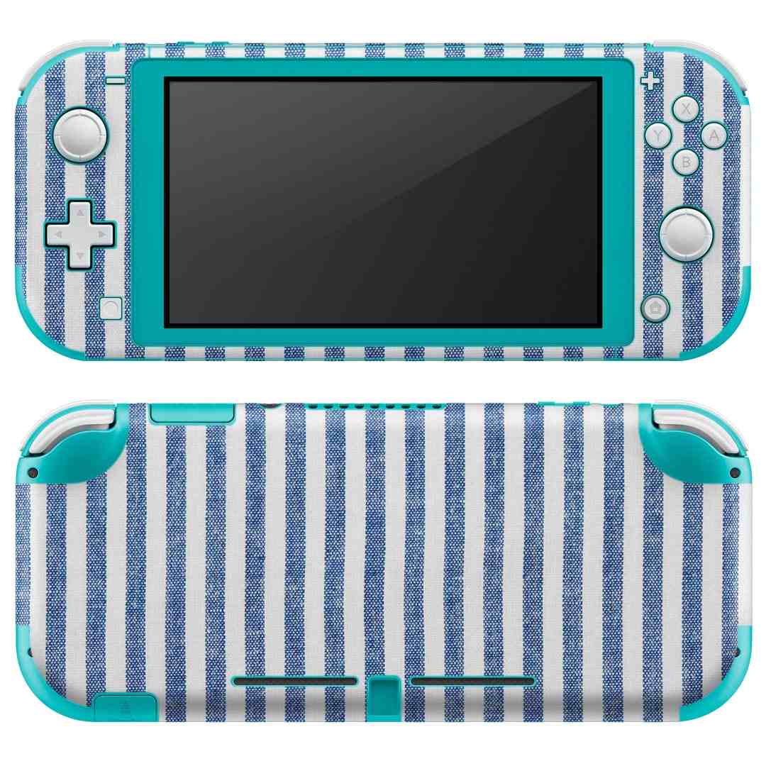 igsticker Nintendo Switch Lite 専用 デザインスキンシール 全面 ニンテンドー スイッチ ライト 専用 ゲーム機 カバー アクセサリー フィルム ステッカー エアフリー 008426 青　ブルー　ストライプ　模様