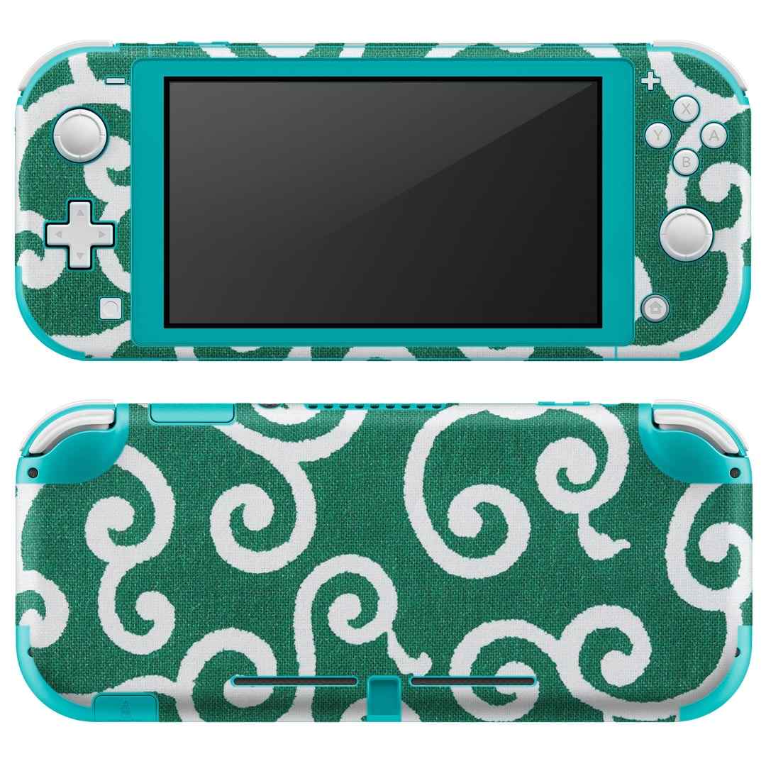 igsticker Nintendo Switch Lite 専用 デザインスキンシール 全面 ニンテンドー スイッチ ライト 専用 ゲーム機 カバー アクセサリー フィルム ステッカー エアフリー 008428 唐草　模様　緑　グリーン　植物