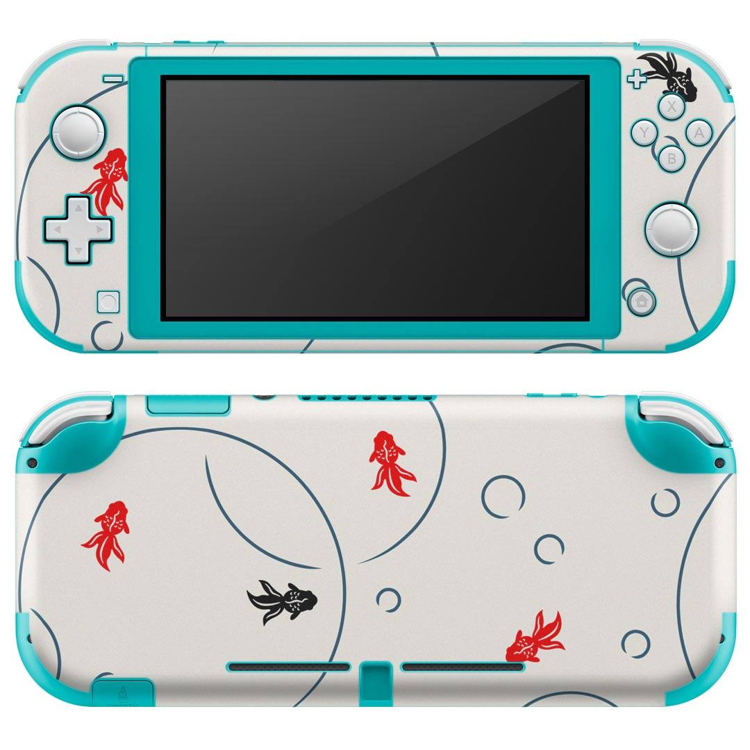 igsticker Nintendo Switch Lite 専用 デザインスキンシール 全面 ニンテンドー スイッチ ライト 専用 ゲーム機 カバー アクセサリー フィルム ステッカー エアフリー 008432 夏　金魚　赤　レッド　模様