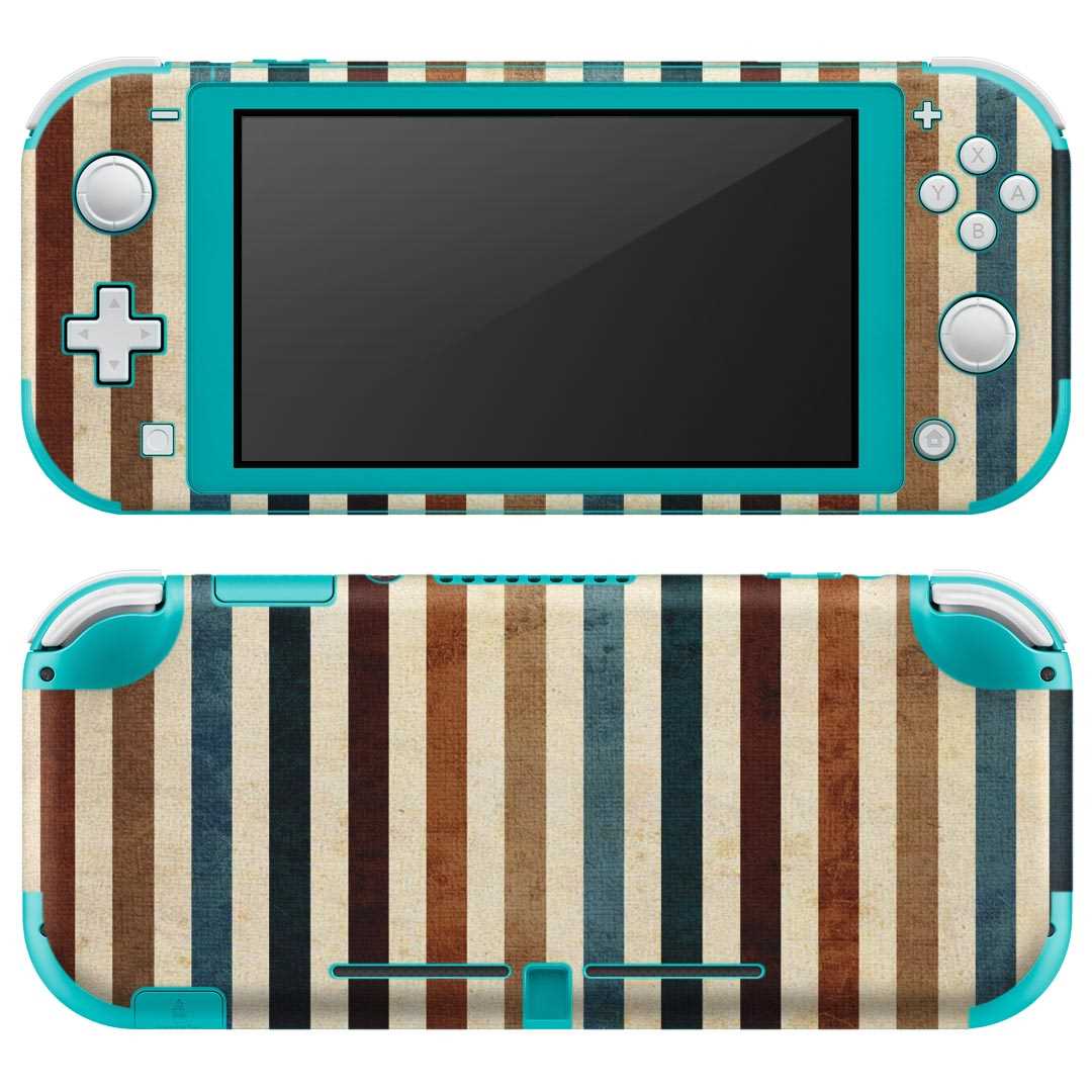 igsticker Nintendo Switch Lite 専用 デザインスキンシール 全面 ニンテンドー スイッチ ライト 専用 ゲーム機 カバー アクセサリー フィルム ステッカー エアフリー 008433 ストライプ　レトロ　赤　青　模様