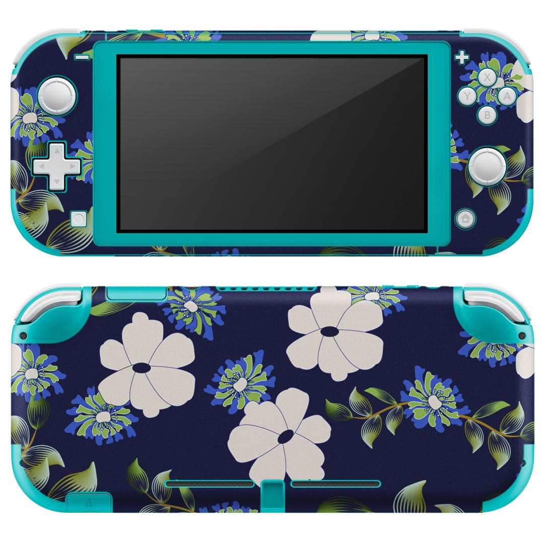 igsticker Nintendo Switch Lite 専用 デザインスキンシール 全面 ニンテンドー スイッチ ライト 専用 ゲーム機 カバー アクセサリー フィルム ステッカー エアフリー 008457 花 青 ブルー