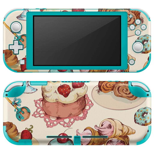 igsticker Nintendo Switch Lite 専用 デザインスキンシール 全面 ニンテンドー スイッチ ライト 専用 ゲーム機 カバー アクセサリー フィルム ステッカー エアフリー 008480 お菓子 スイーツ イラスト カラフル