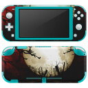 igsticker Nintendo Switch Lite 専用 デザインスキンシール 全面 ニンテンドー スイッチ ライト 専用 ゲーム機 カバー アクセサリー フィルム ステッカー エアフリー 008490 イラスト 月 赤 レッド ハロウィン