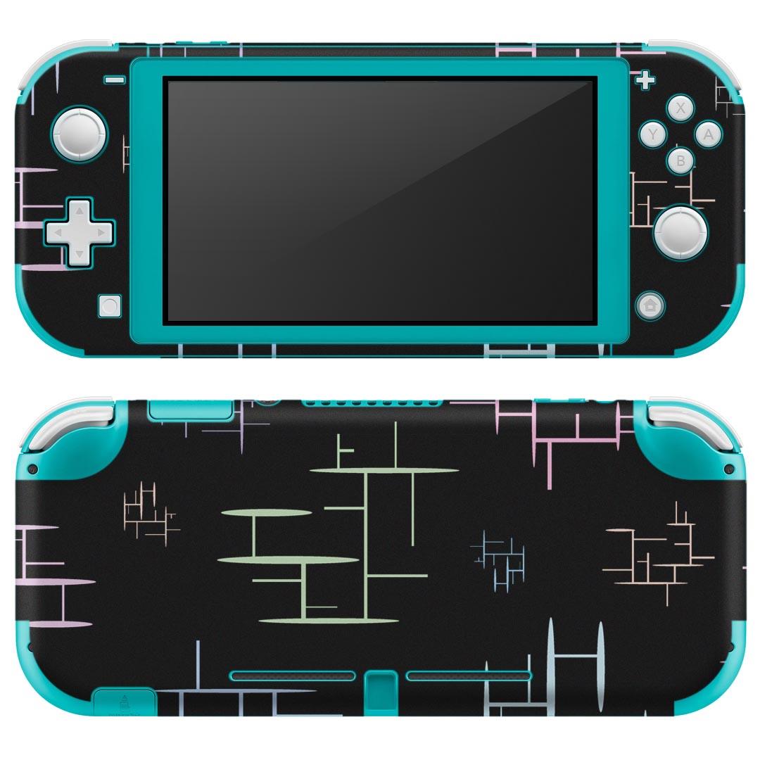 igsticker Nintendo Switch Lite 専用 デザインスキンシール 全面 ニンテンドー スイッチ ライト 専用 ゲーム機 カバー アクセサリー フィルム ステッカー エアフリー 008501 黒　ブラック　パステル　模様